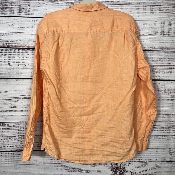 Tommy Bahama Shirt Mens Medium Relax Fit Orange Long Sleeve Button Up 100% Linen - Picture 3 of 14